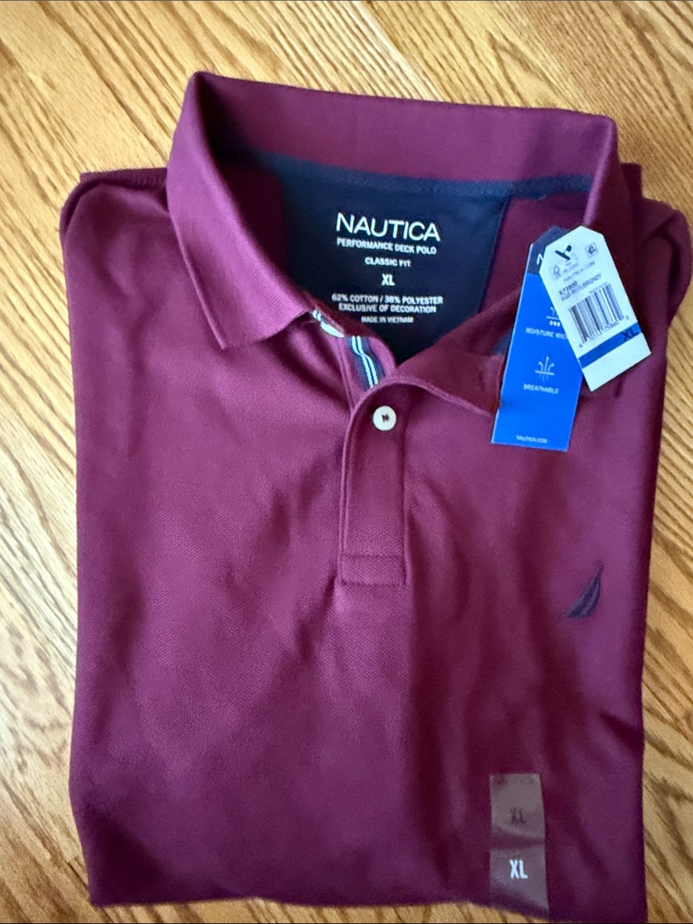NAUTICA Performance Deck Polo Men’s Performance Deck Polo Royal Burgundy XL
